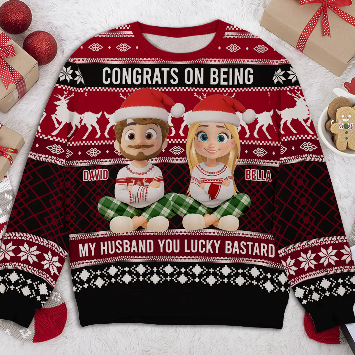 Congrats My Husband - Personalized Custom All-Over-Print Sweatshirt - Image 2