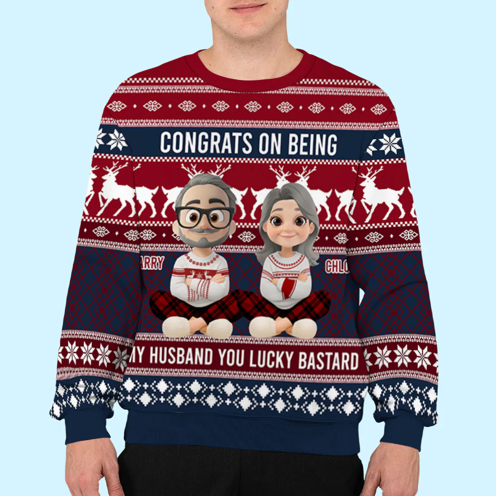Congrats My Husband - Personalized Custom All-Over-Print Sweatshirt - Image 6