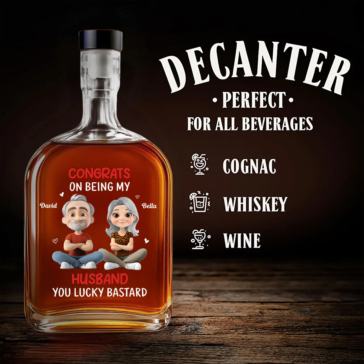Congrats My Husband - Personalized Custom Spirits Decanter - Image 3
