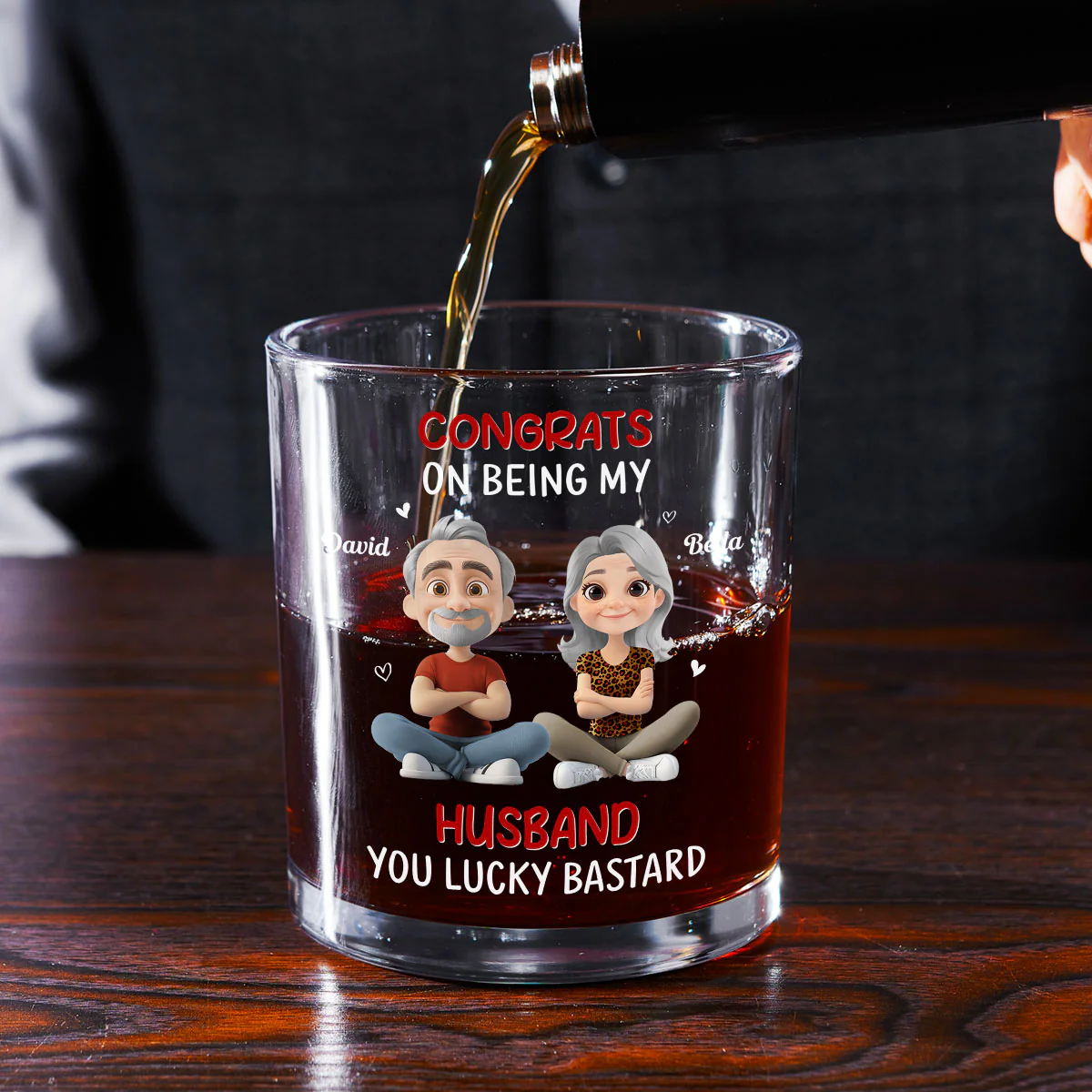 Congrats My Husband - Personalized Custom Whiskey Glass - Image 2