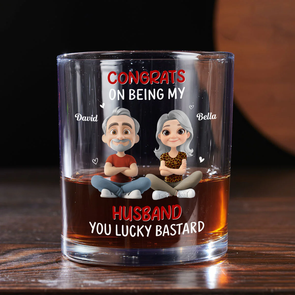 Congrats My Husband - Personalized Custom Whiskey Glass - Image 4