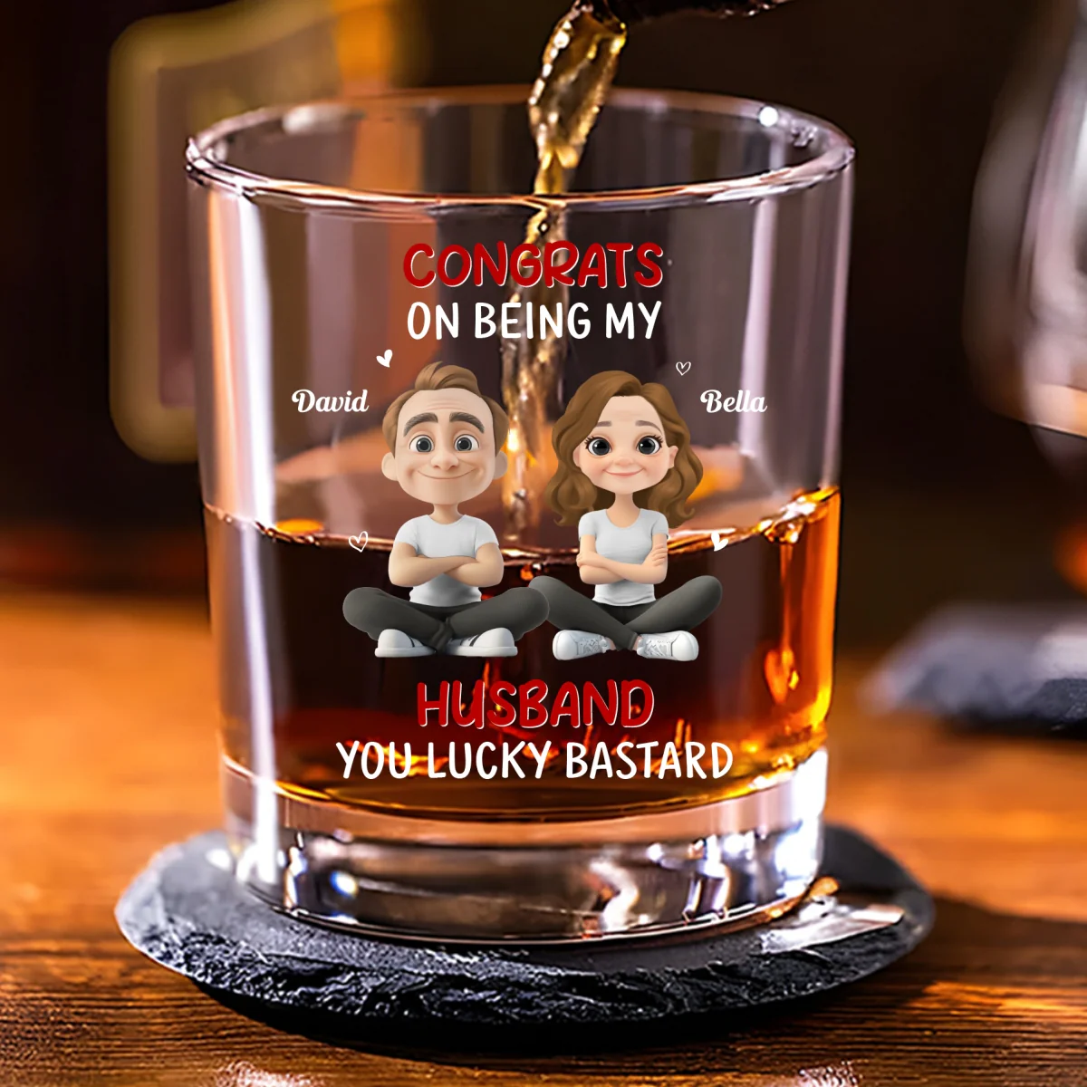 Congrats My Husband - Personalized Custom Whiskey Glass - Image 7