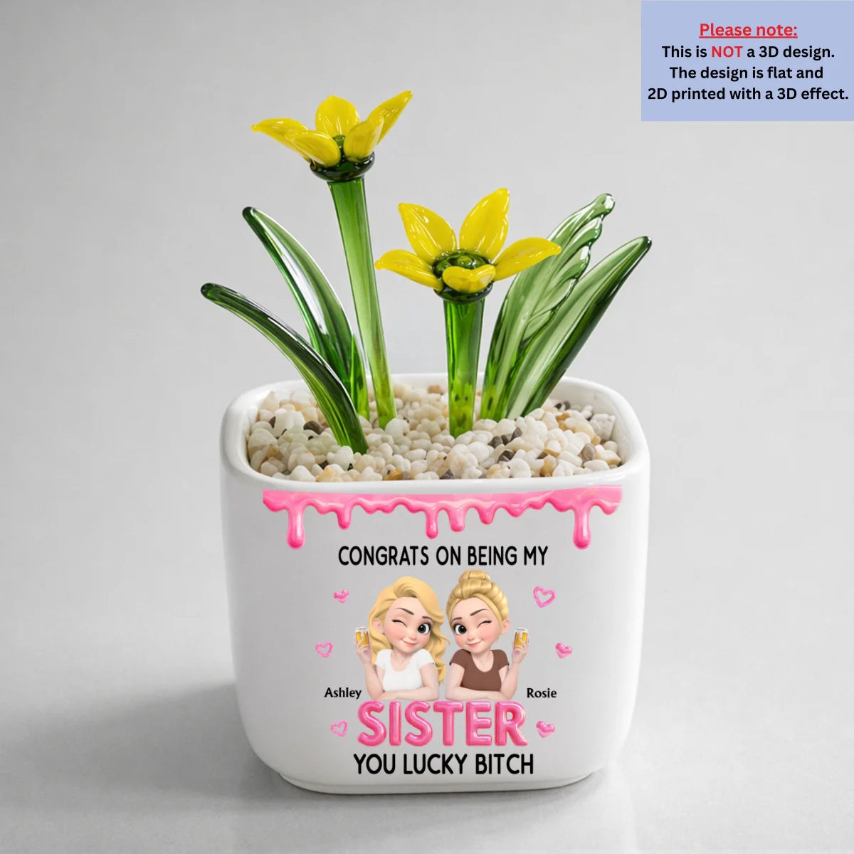 Congrats My Sister - Personalized Custom Glass Birth Month Flower - Image 10