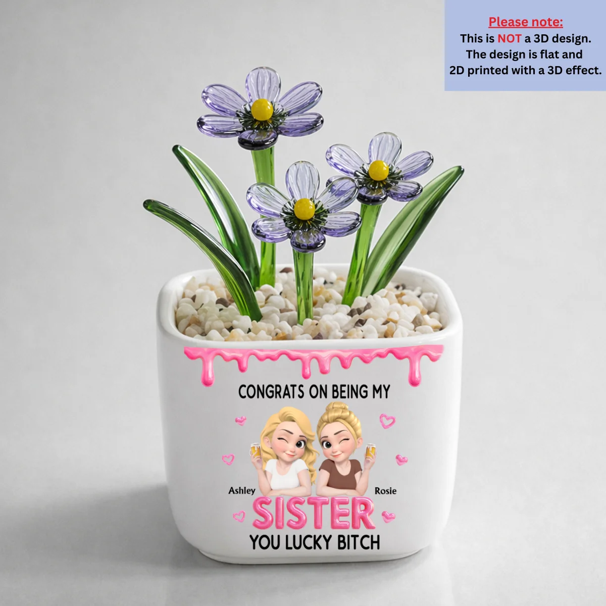 Congrats My Sister - Personalized Custom Glass Birth Month Flower - Image 11