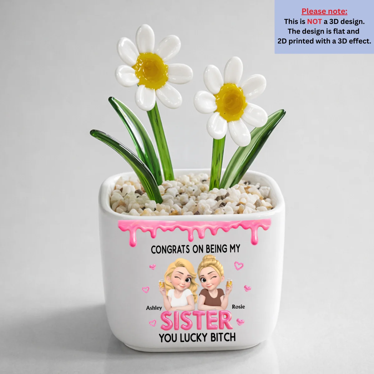 Congrats My Sister - Personalized Custom Glass Birth Month Flower - Image 12