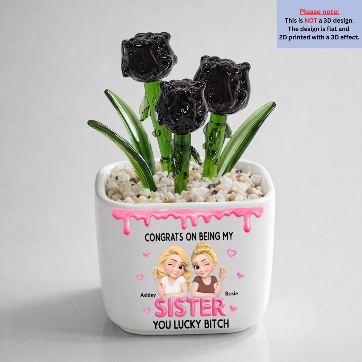 Congrats My Sister - Personalized Custom Glass Birth Month Flower - Image 13