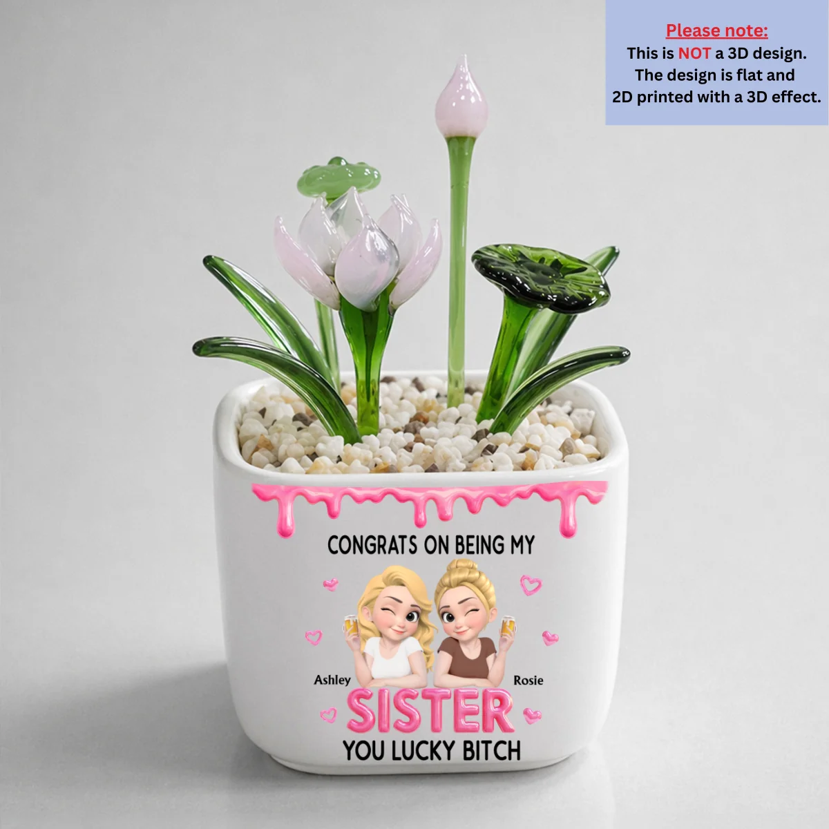 Congrats My Sister - Personalized Custom Glass Birth Month Flower - Image 14