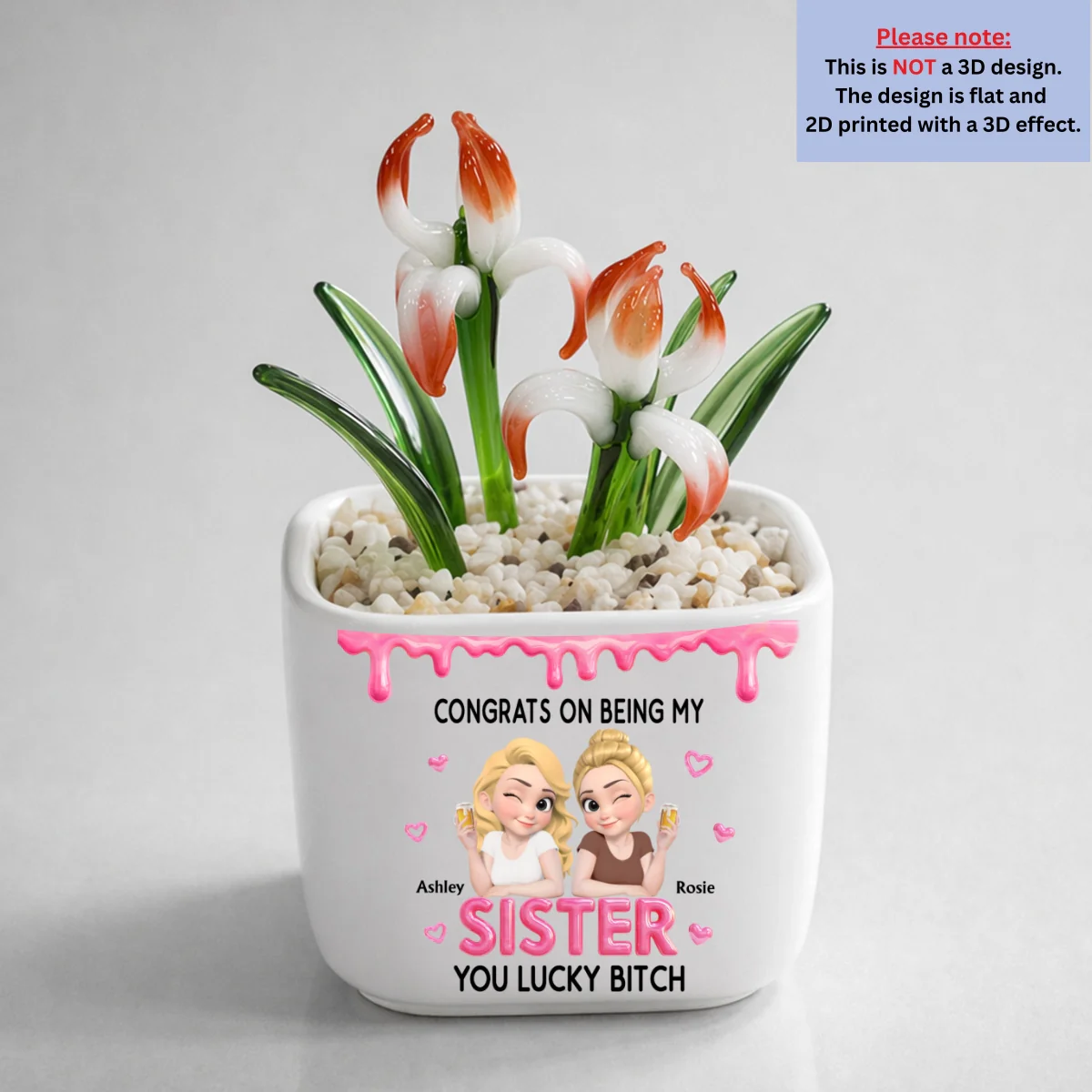 Congrats My Sister - Personalized Custom Glass Birth Month Flower - Image 15