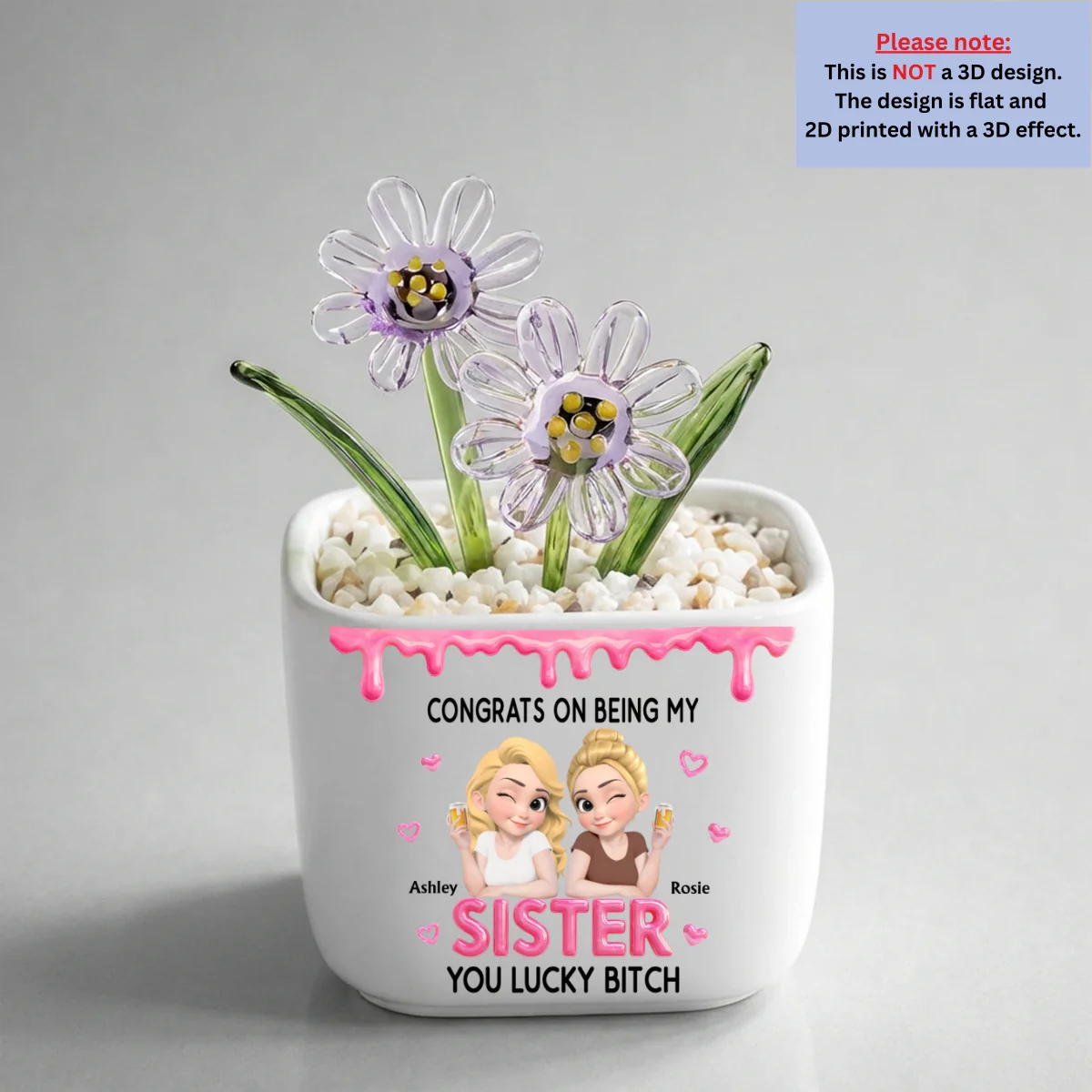 Congrats My Sister - Personalized Custom Glass Birth Month Flower - Image 16