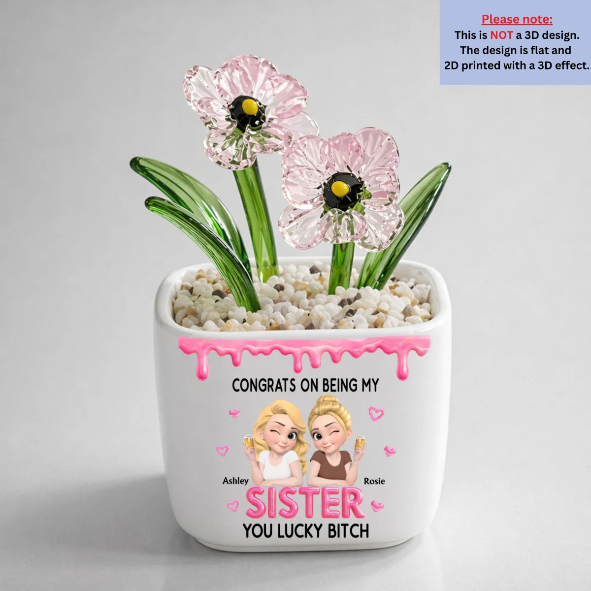 Congrats My Sister - Personalized Custom Glass Birth Month Flower - Image 17