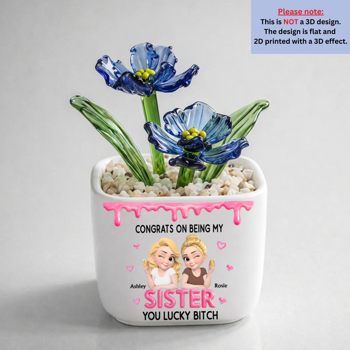 Congrats My Sister - Personalized Custom Glass Birth Month Flower - Image 18
