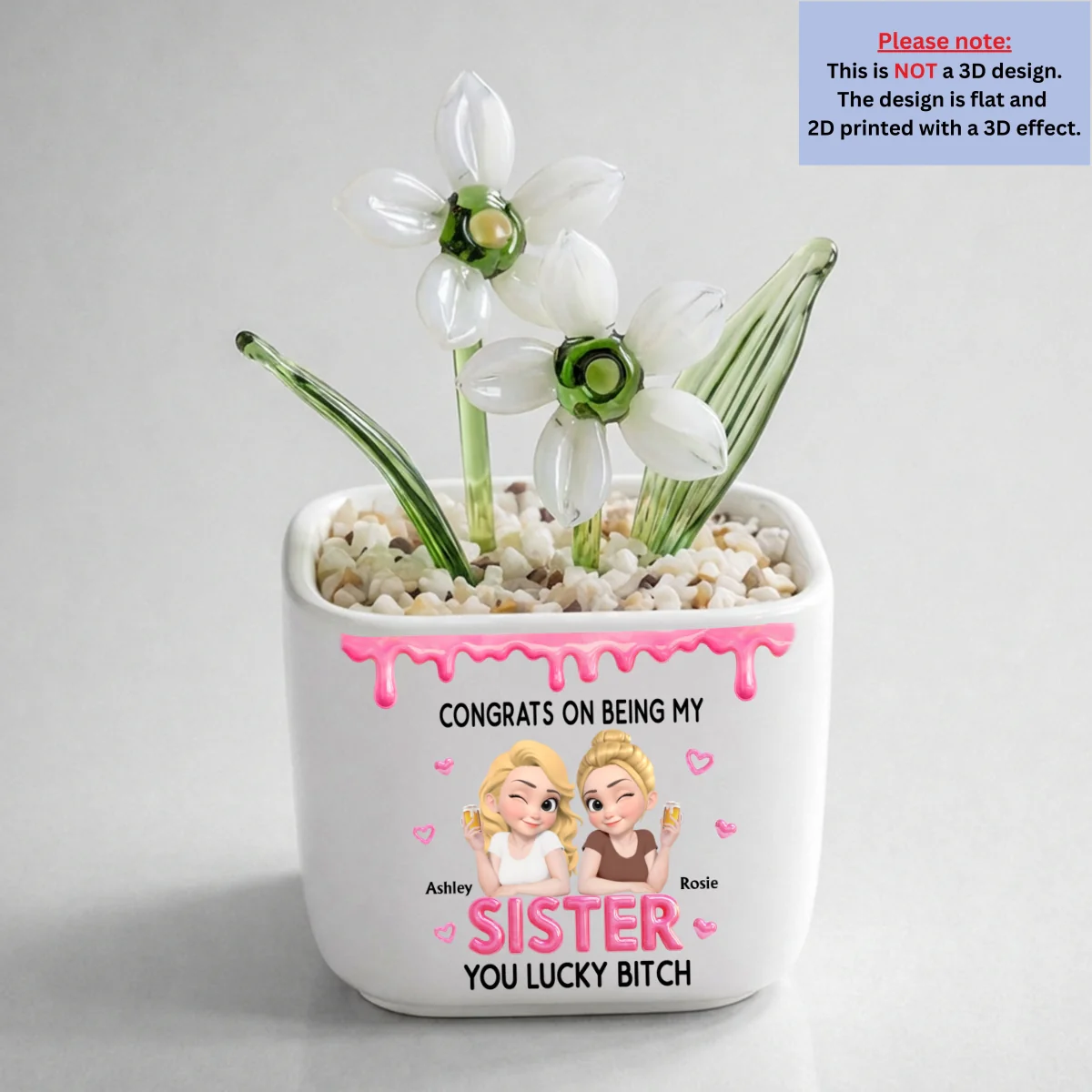 Congrats My Sister - Personalized Custom Glass Birth Month Flower - Image 19