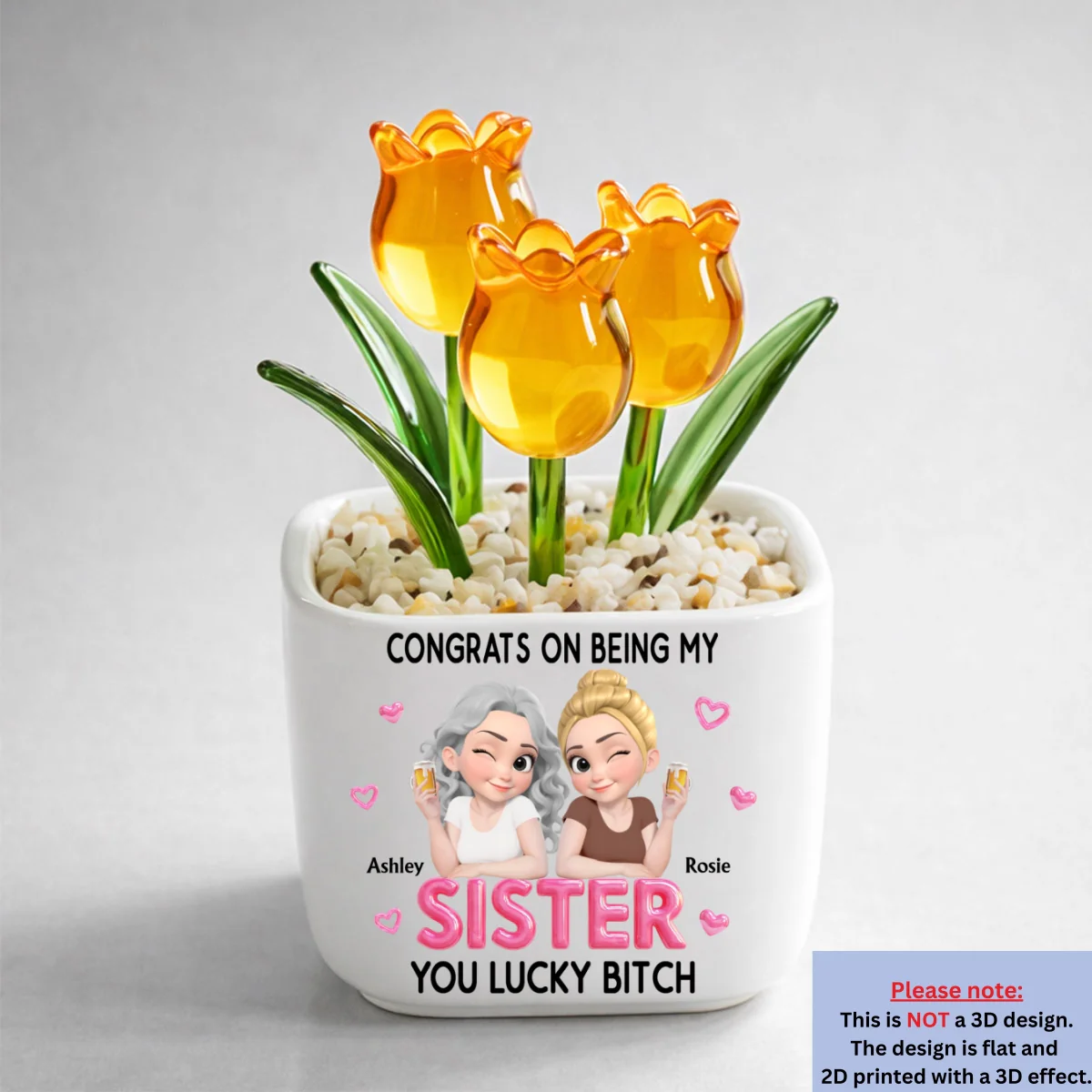 Congrats My Sister - Personalized Custom Glass Everlasting Tulips - Image 10