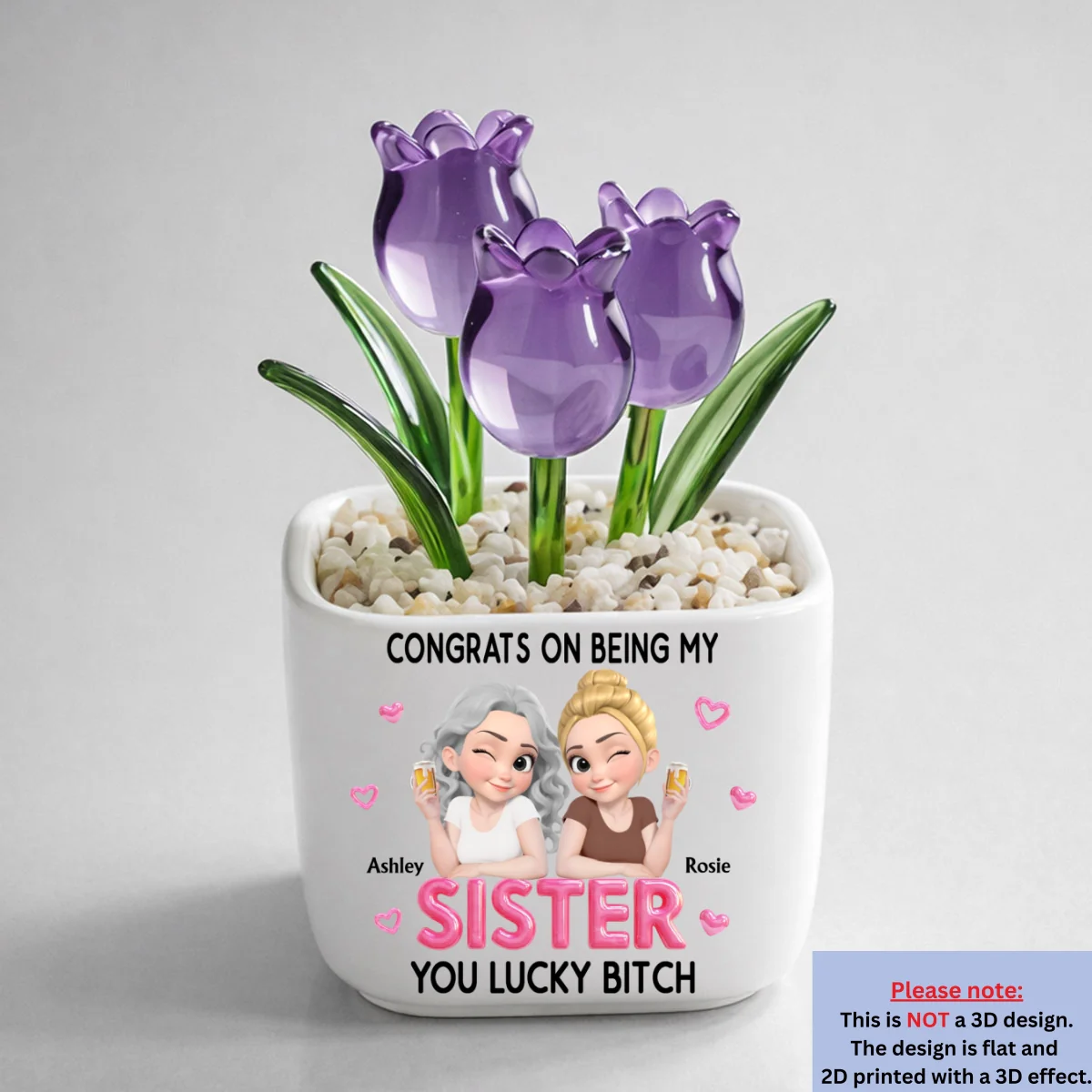 Congrats My Sister - Personalized Custom Glass Everlasting Tulips - Image 9