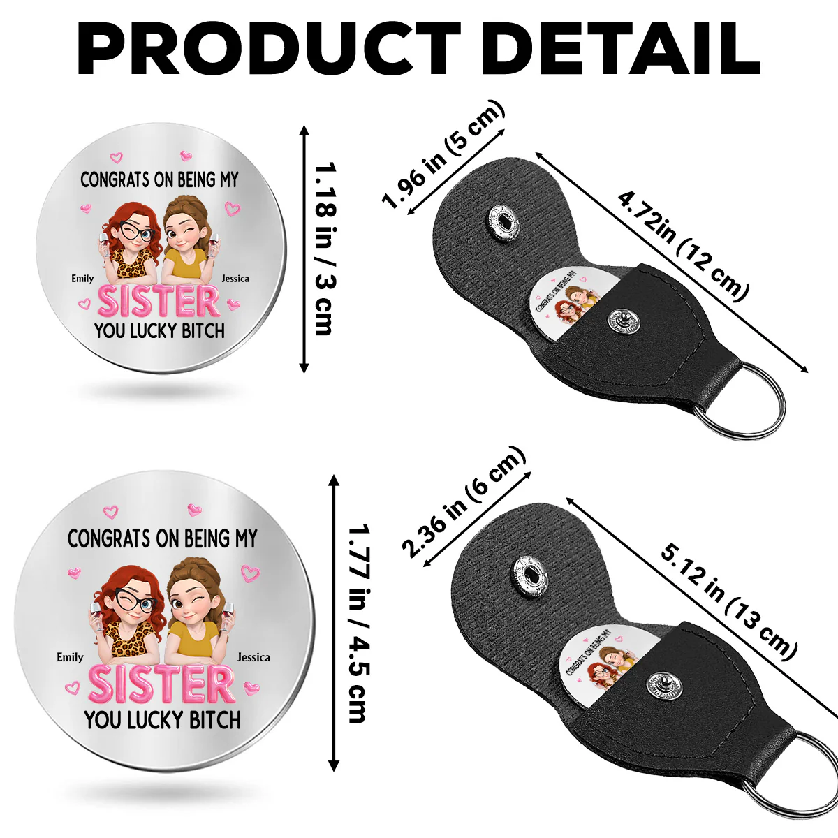 Congrats My Sister - Personalized Custom Pocket Hug - Image 5