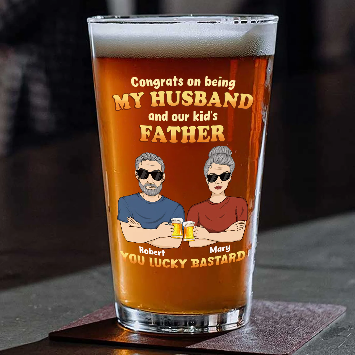 Congrats On Being Father - Personalized Custom Beer Glass - Image 2