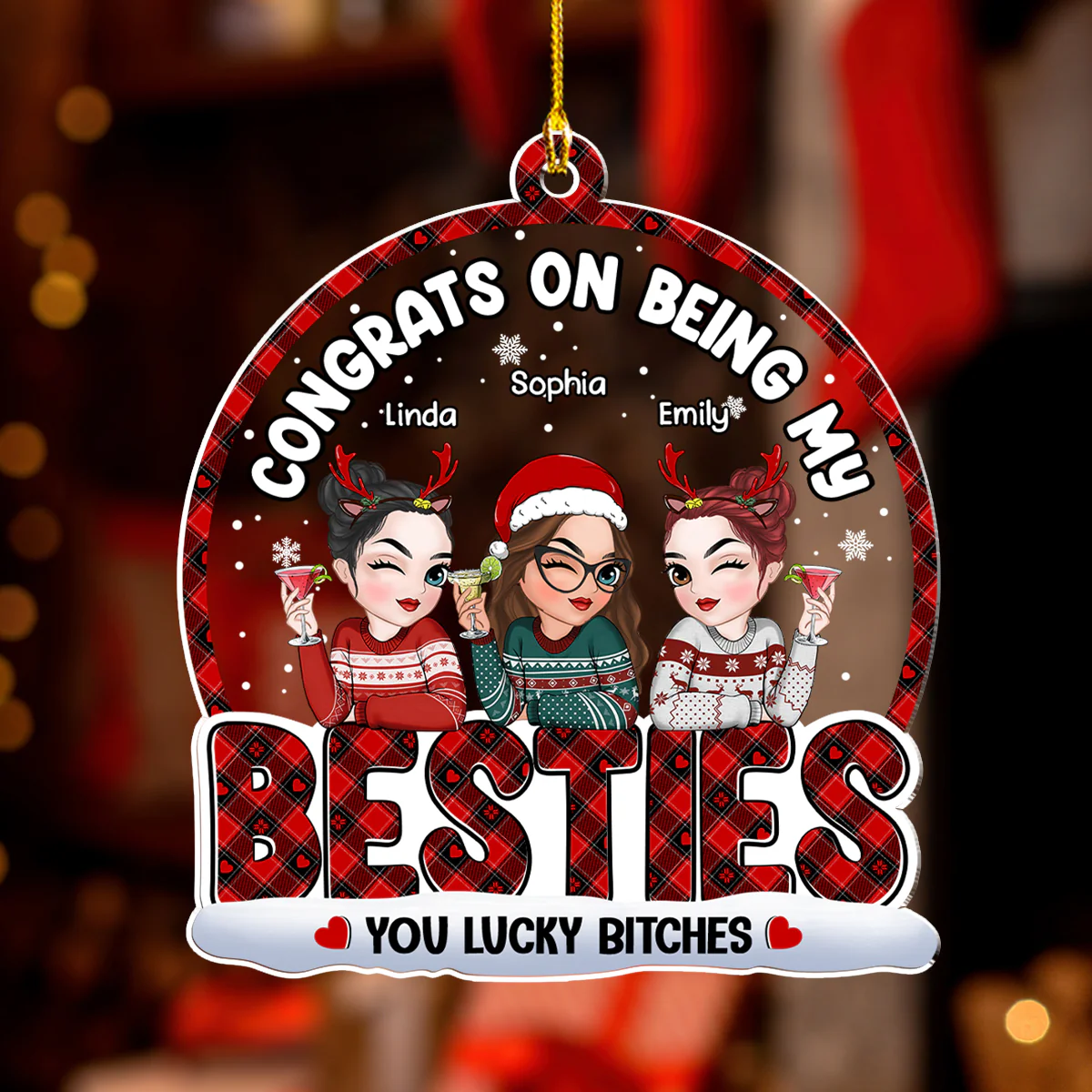 Congrats On Being My Bestie Merry Christmas - Personalized Custom Acrylic Ornament - Image 2