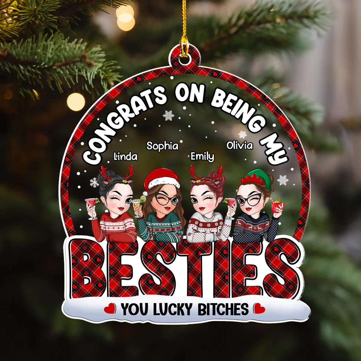 Congrats On Being My Bestie Merry Christmas - Personalized Custom Acrylic Ornament - Image 3