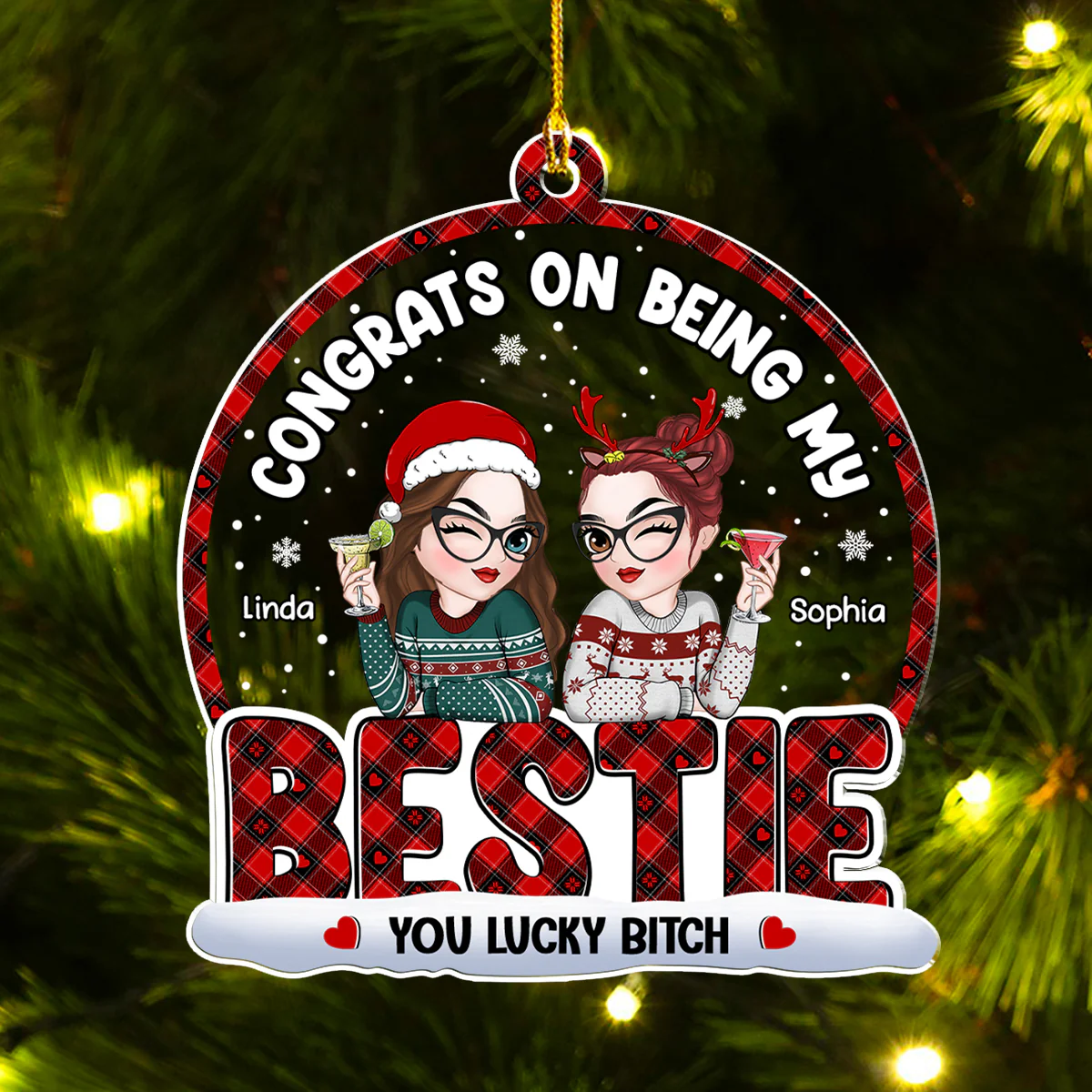 Congrats On Being My Bestie Merry Christmas - Personalized Custom Acrylic Ornament - Image 4