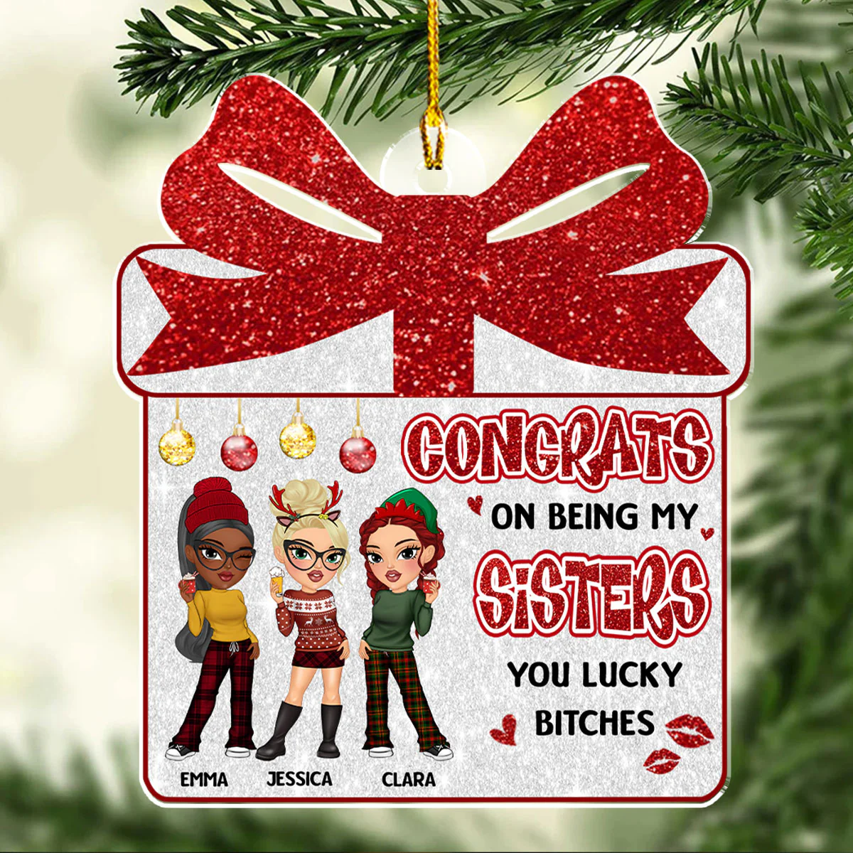 Congrats On Being My Bestie - Personalized Custom Acrylic Ornament - Image 2