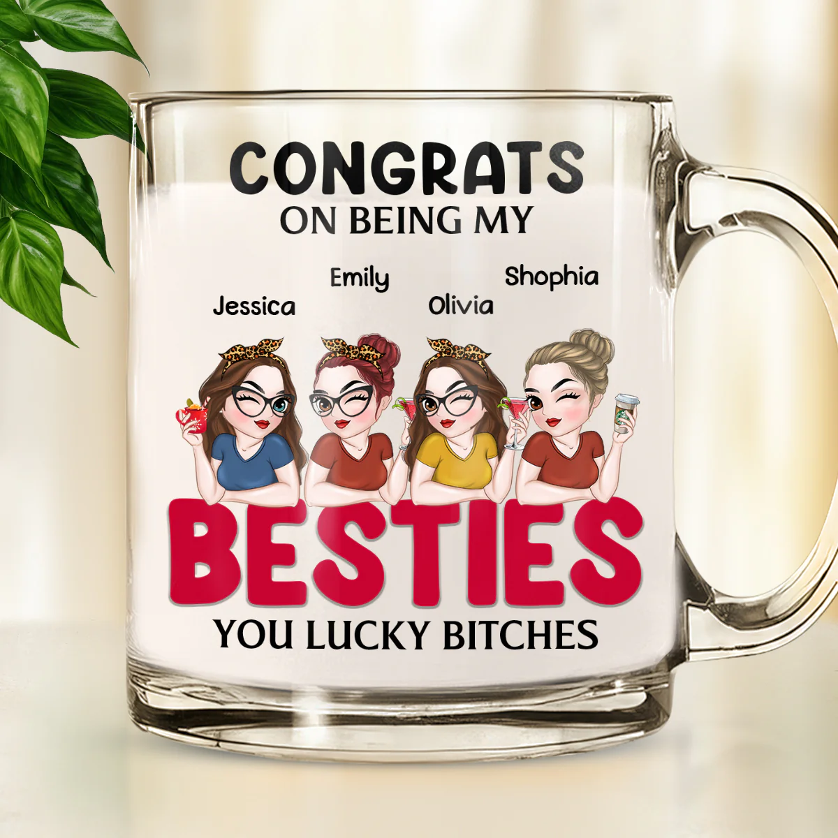 Congrats On Being My Bestie - Personalized Custom Glass Mug - Image 5