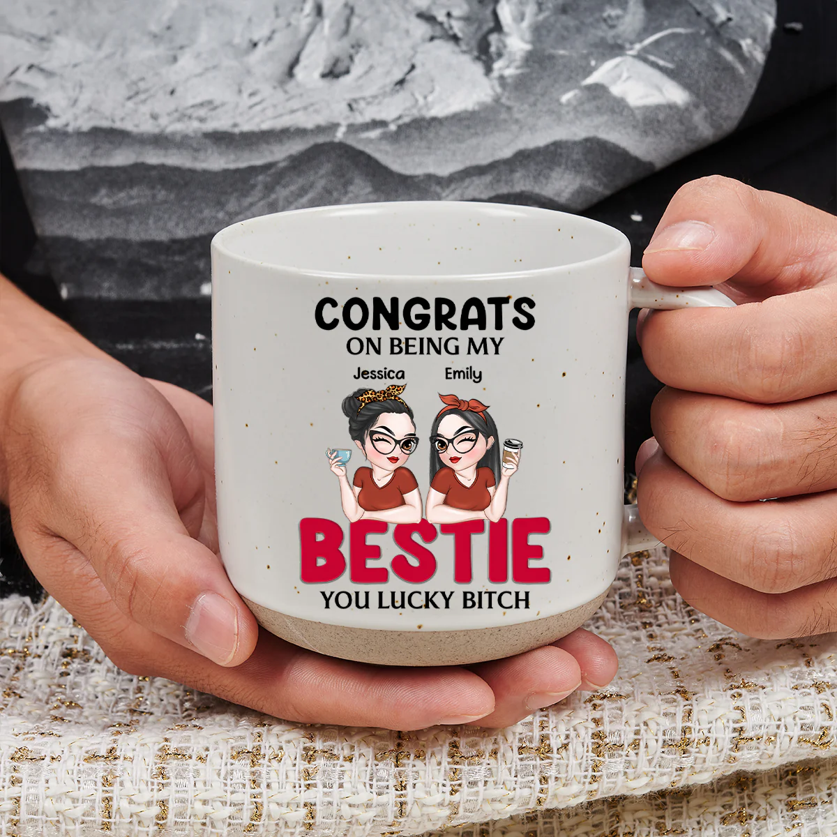 Congrats On Being My Bestie - Personalized Custom Pottery Mug - Image 6