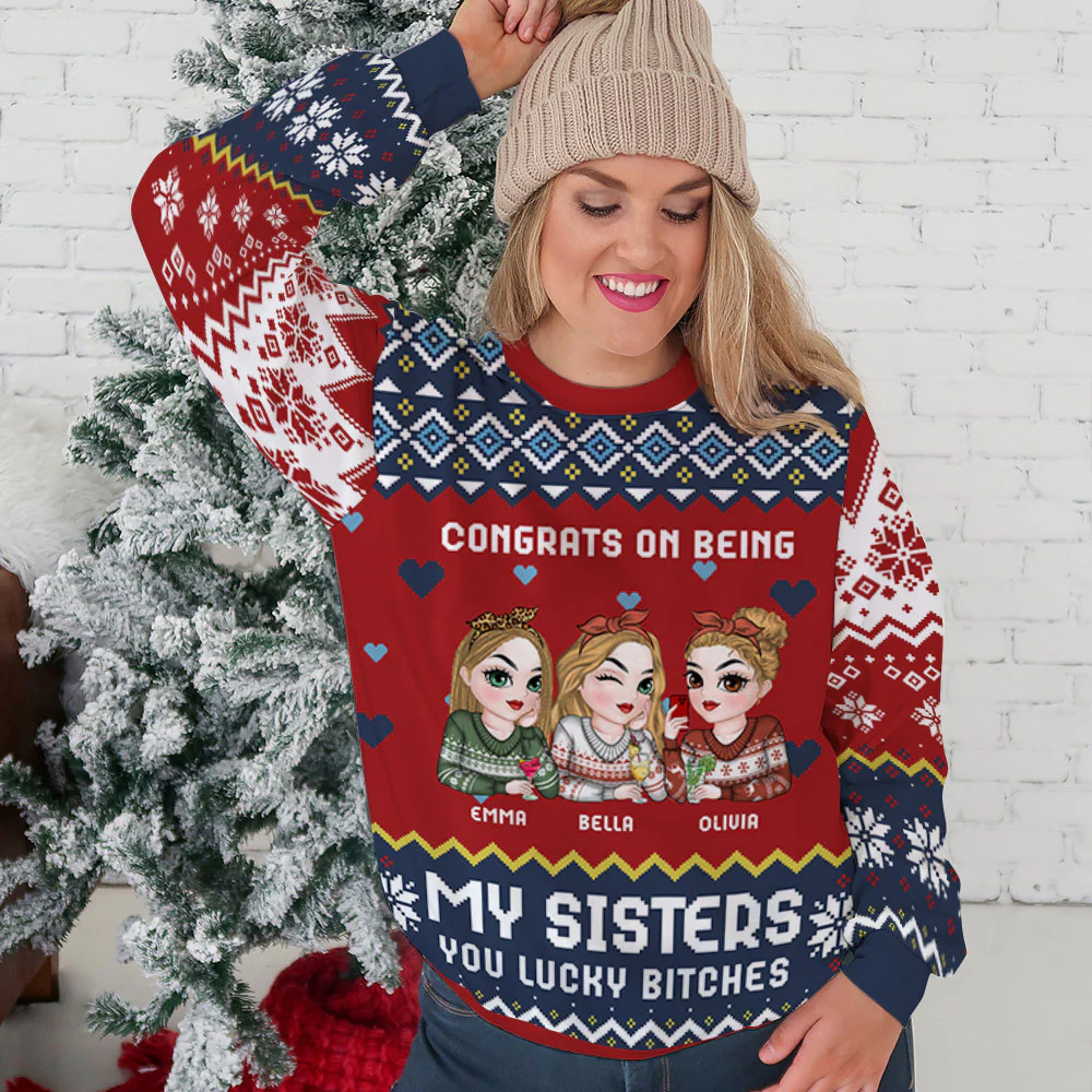 Congrats On Being My Besties - Personalized Custom All-Over-Print Sweatshirt - Image 2