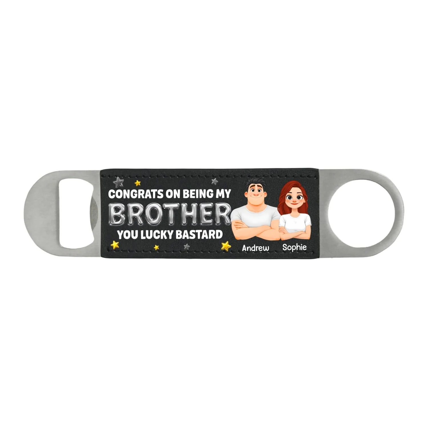 Congrats On Being My Brother - Personalized Custom Leather Bottle Opener - Image 9