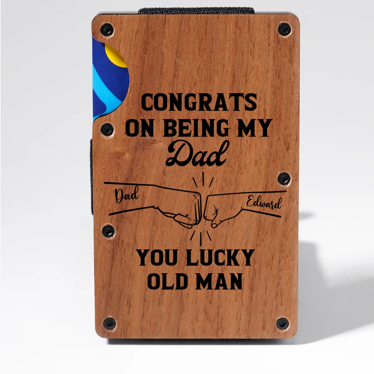 Congrats On Being My Dad - Personalized Custom Engraved Wooden Card Holder - Image 7