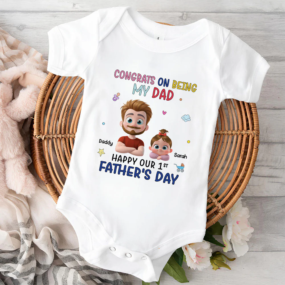 Congrats On Being My First Dad - Personalized Custom Baby Onesie - Image 2