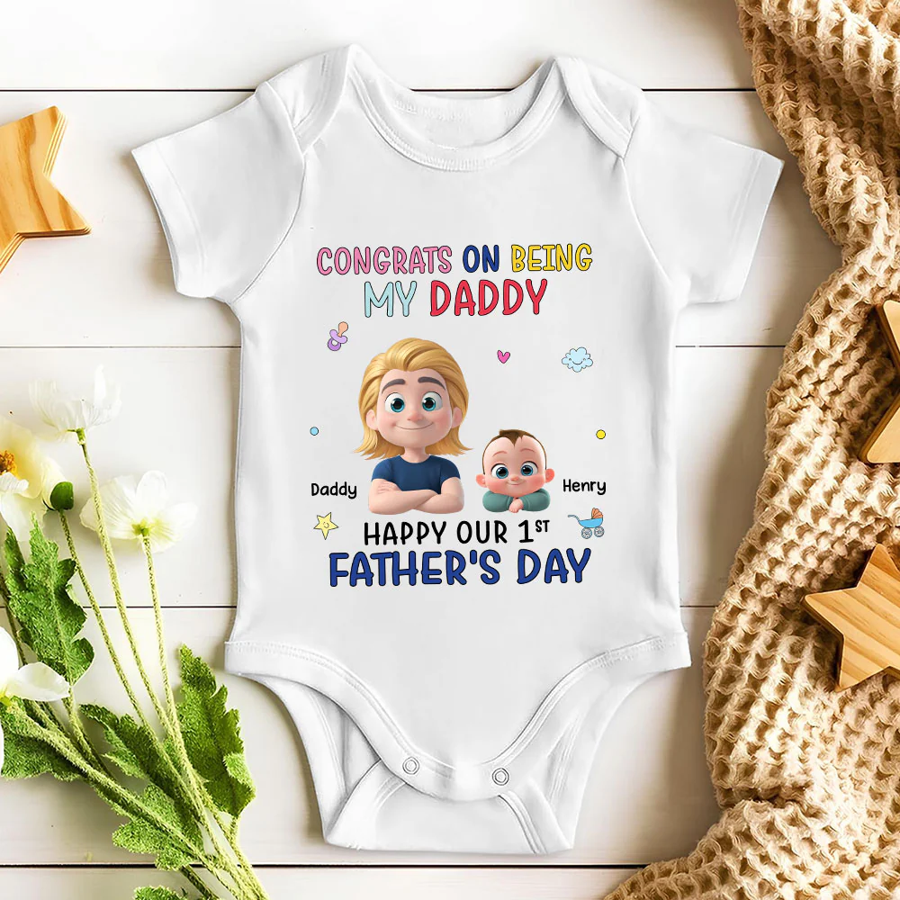 Congrats On Being My First Dad - Personalized Custom Baby Onesie - Image 3
