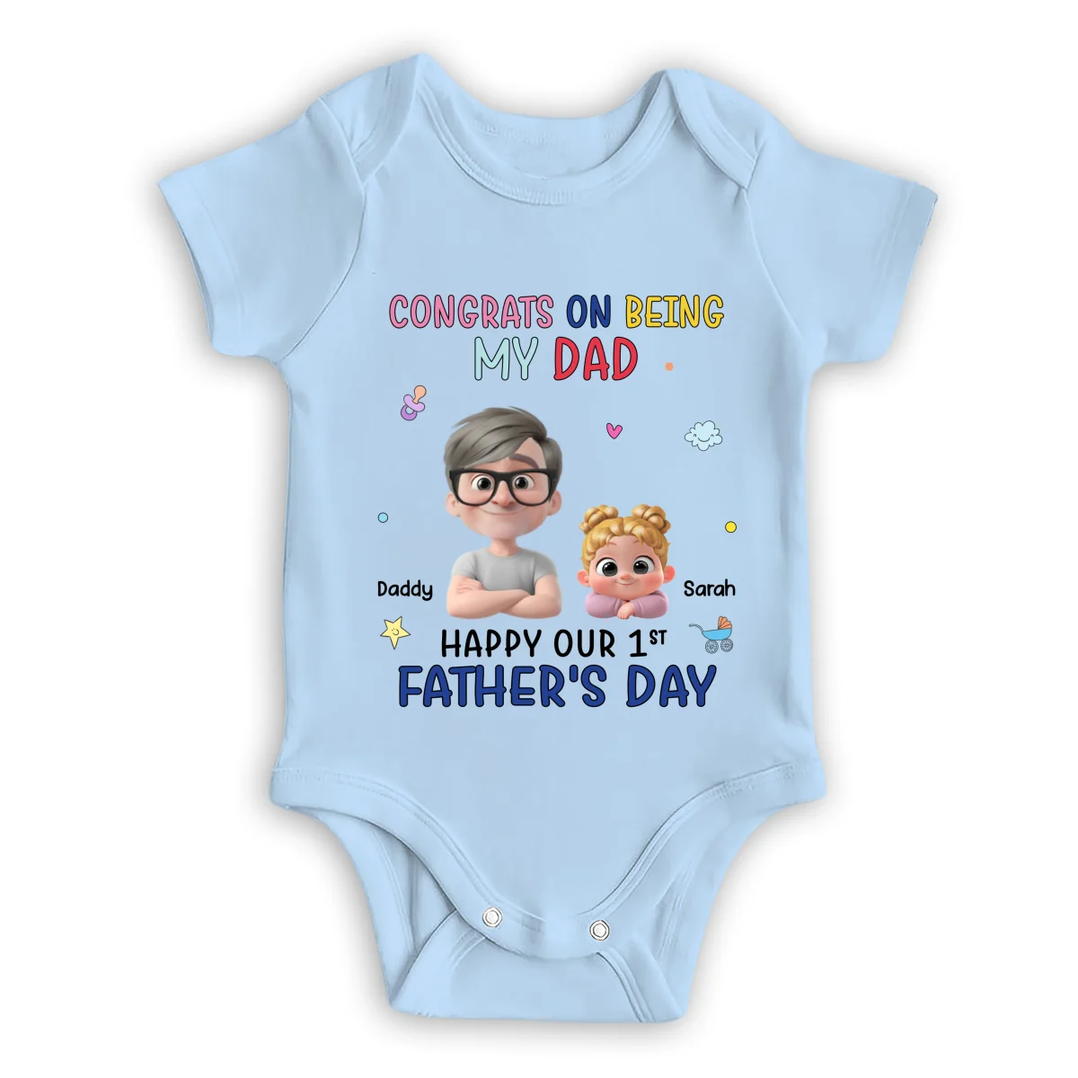 Congrats On Being My First Dad - Personalized Custom Baby Onesie - Image 7