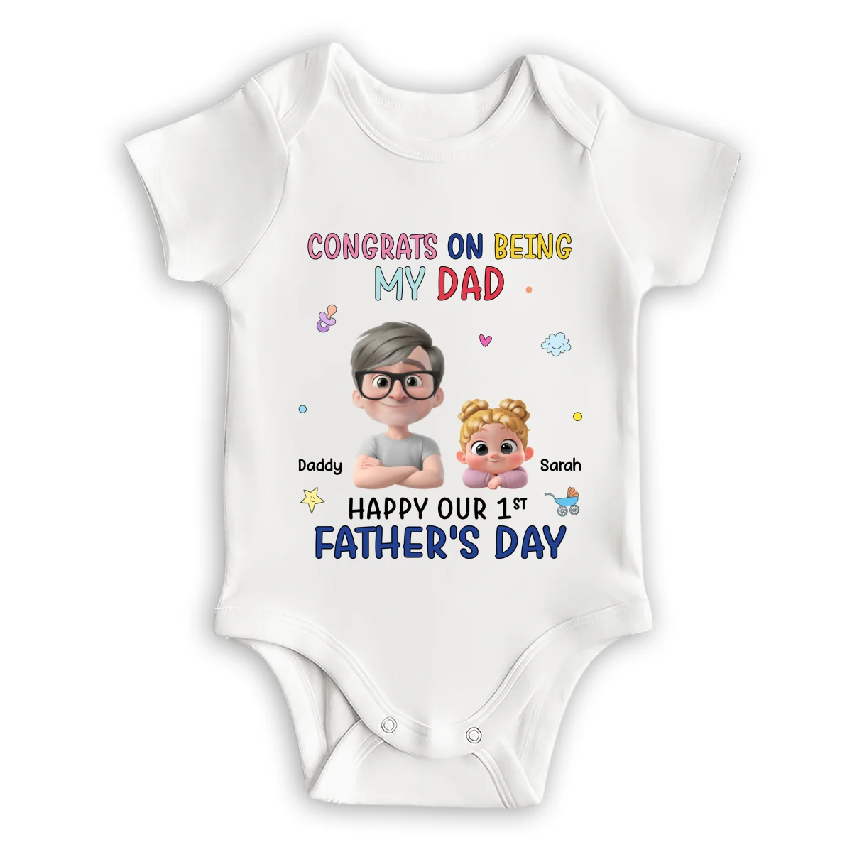 Congrats On Being My First Dad - Personalized Custom Baby Onesie - Image 8