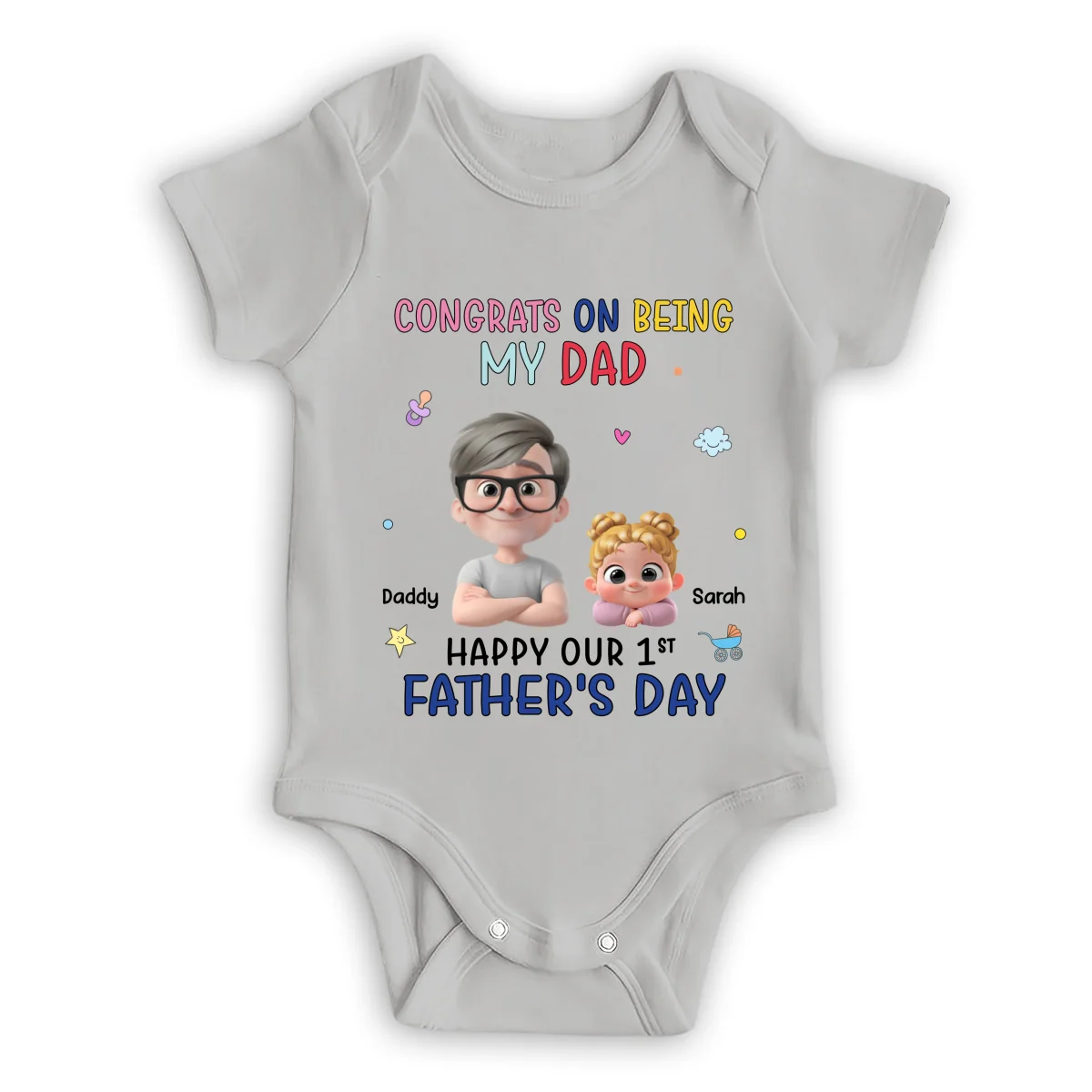 Congrats On Being My First Dad - Personalized Custom Baby Onesie - Image 9