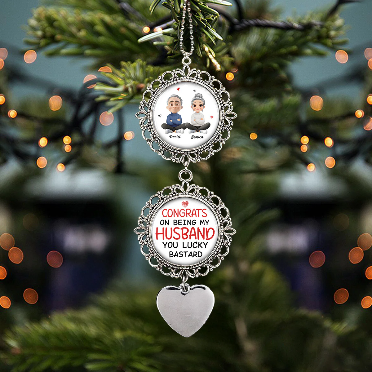 Congrats On Being My Husband  - Personalized Custom Charming Ornament - Image 3