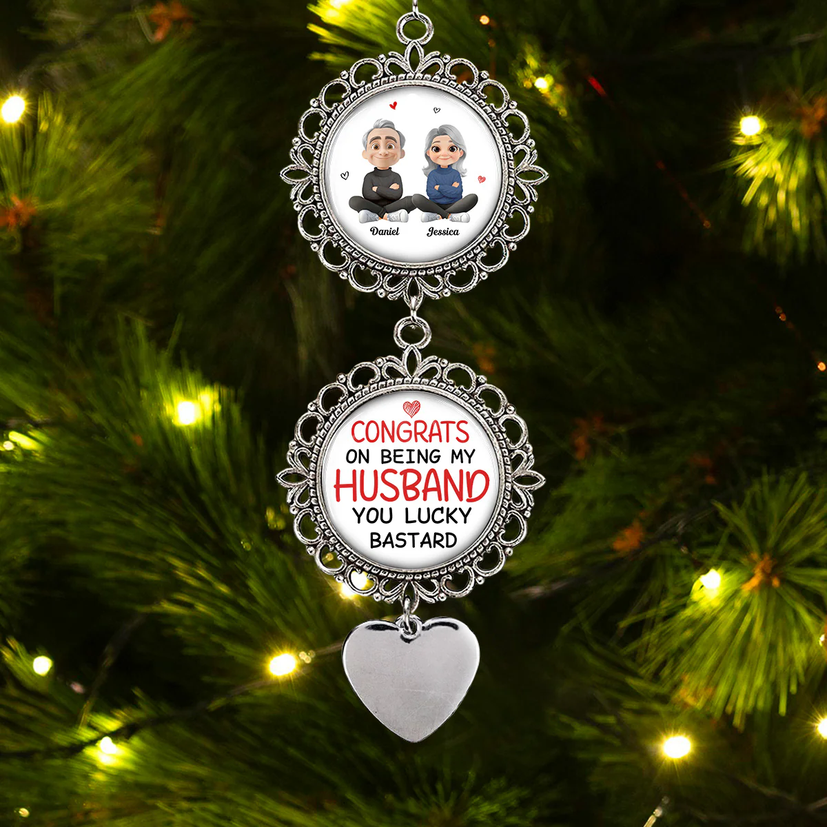 Congrats On Being My Husband  - Personalized Custom Charming Ornament - Image 4
