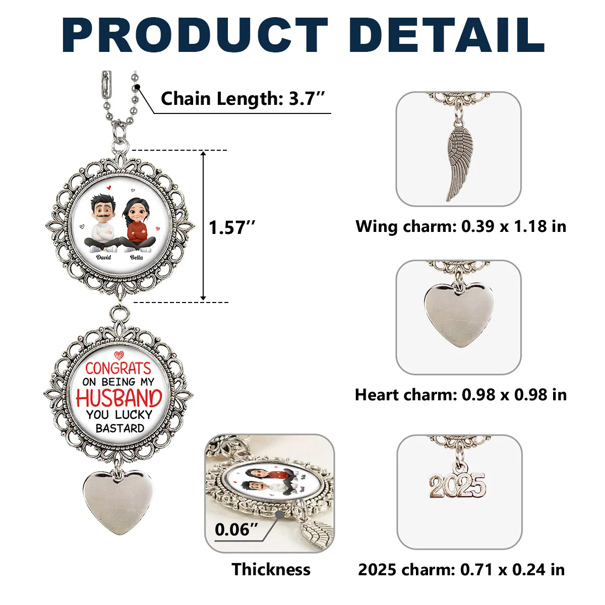 Congrats On Being My Husband  - Personalized Custom Charming Ornament - Image 5