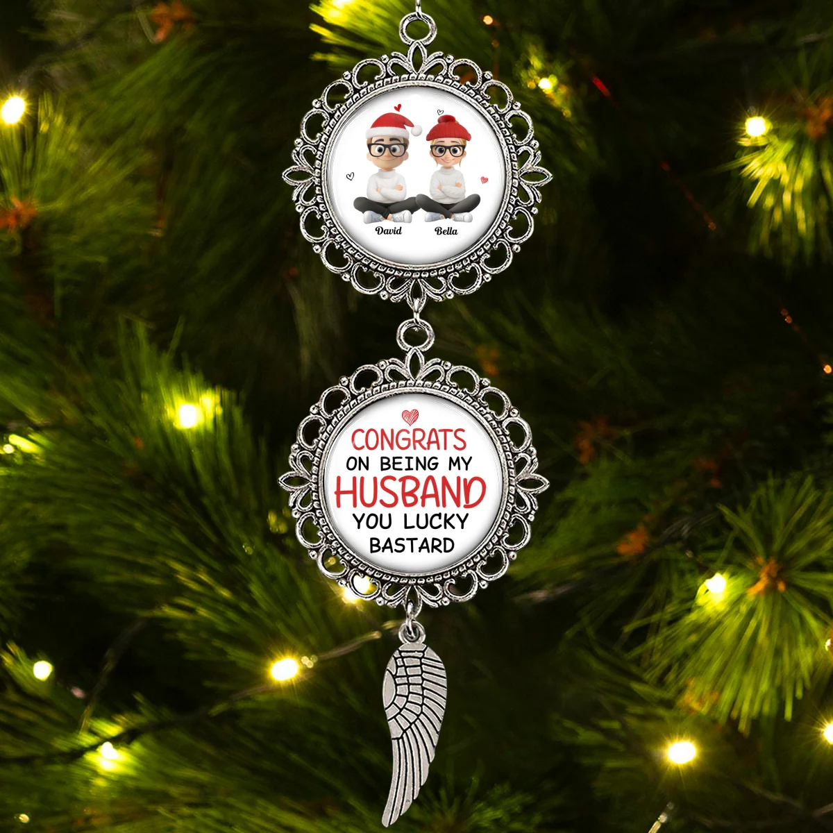 Congrats On Being My Husband  - Personalized Custom Charming Ornament - Image 6