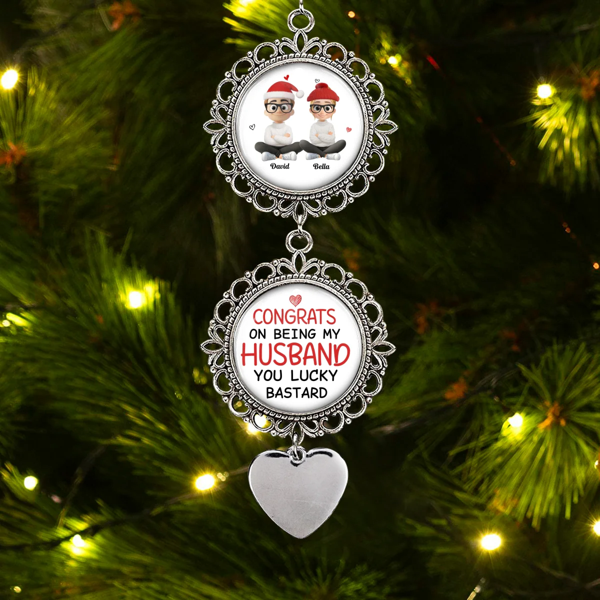 Congrats On Being My Husband  - Personalized Custom Charming Ornament - Image 7