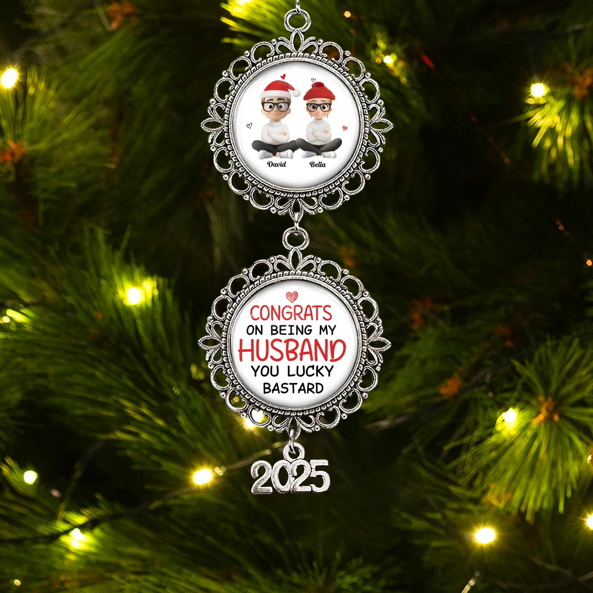 Congrats On Being My Husband  - Personalized Custom Charming Ornament - Image 8