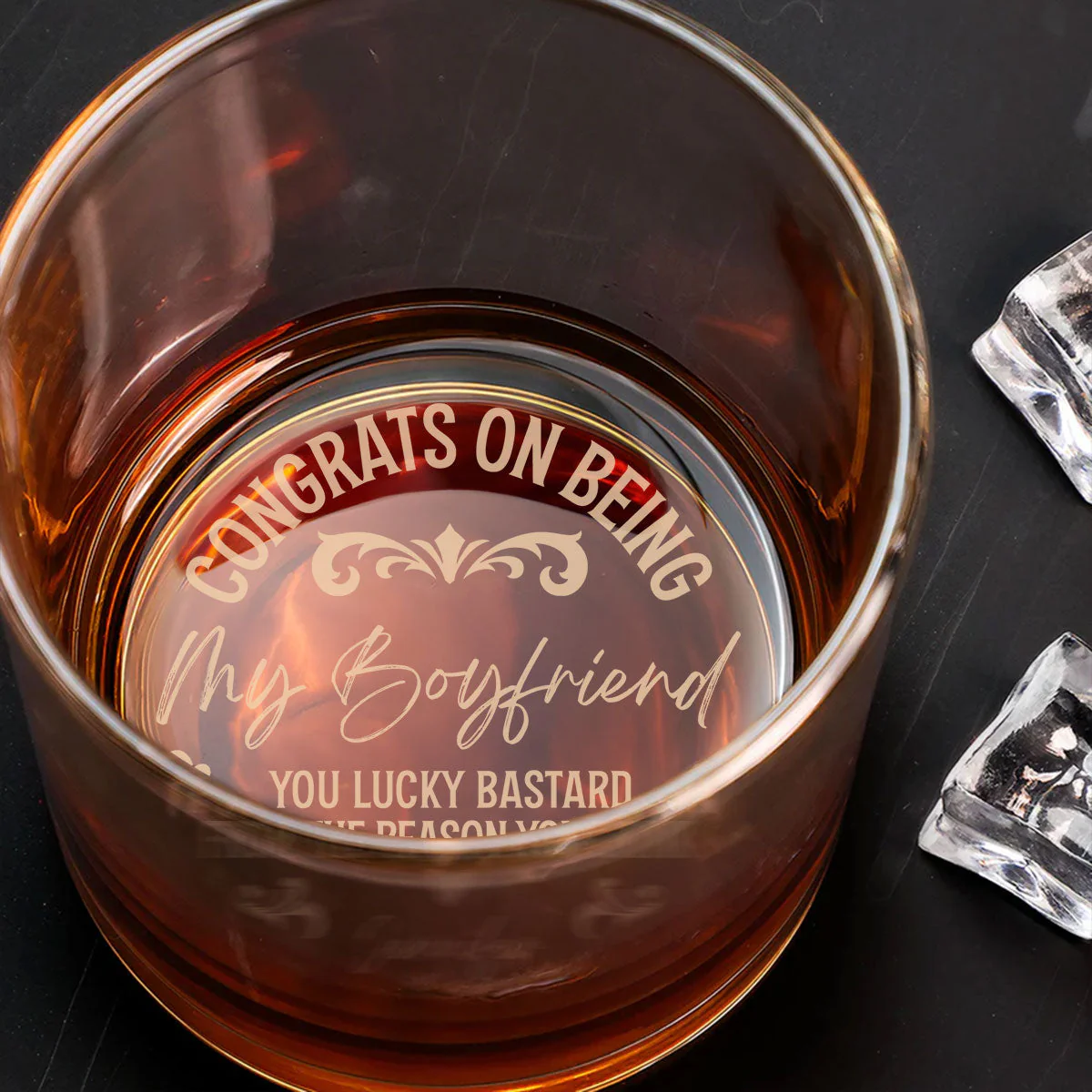 Congrats On Being My Husband - Family Personalized Custom Whiskey Glass - Father's Day, Gift For Dad, Grandpa - Image 2