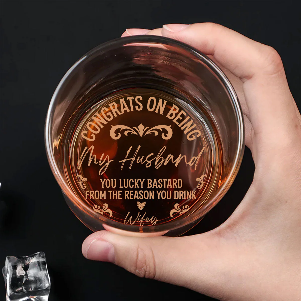 Congrats On Being My Husband - Family Personalized Custom Whiskey Glass - Father's Day, Gift For Dad, Grandpa - Image 4