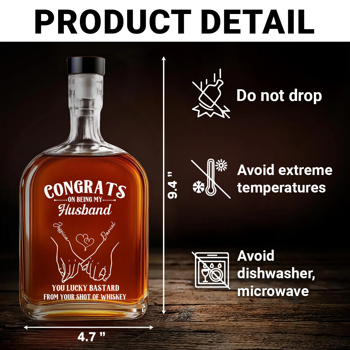 Congrats On Being My Husband - Personalized Custom Spirits Decanter - Image 5
