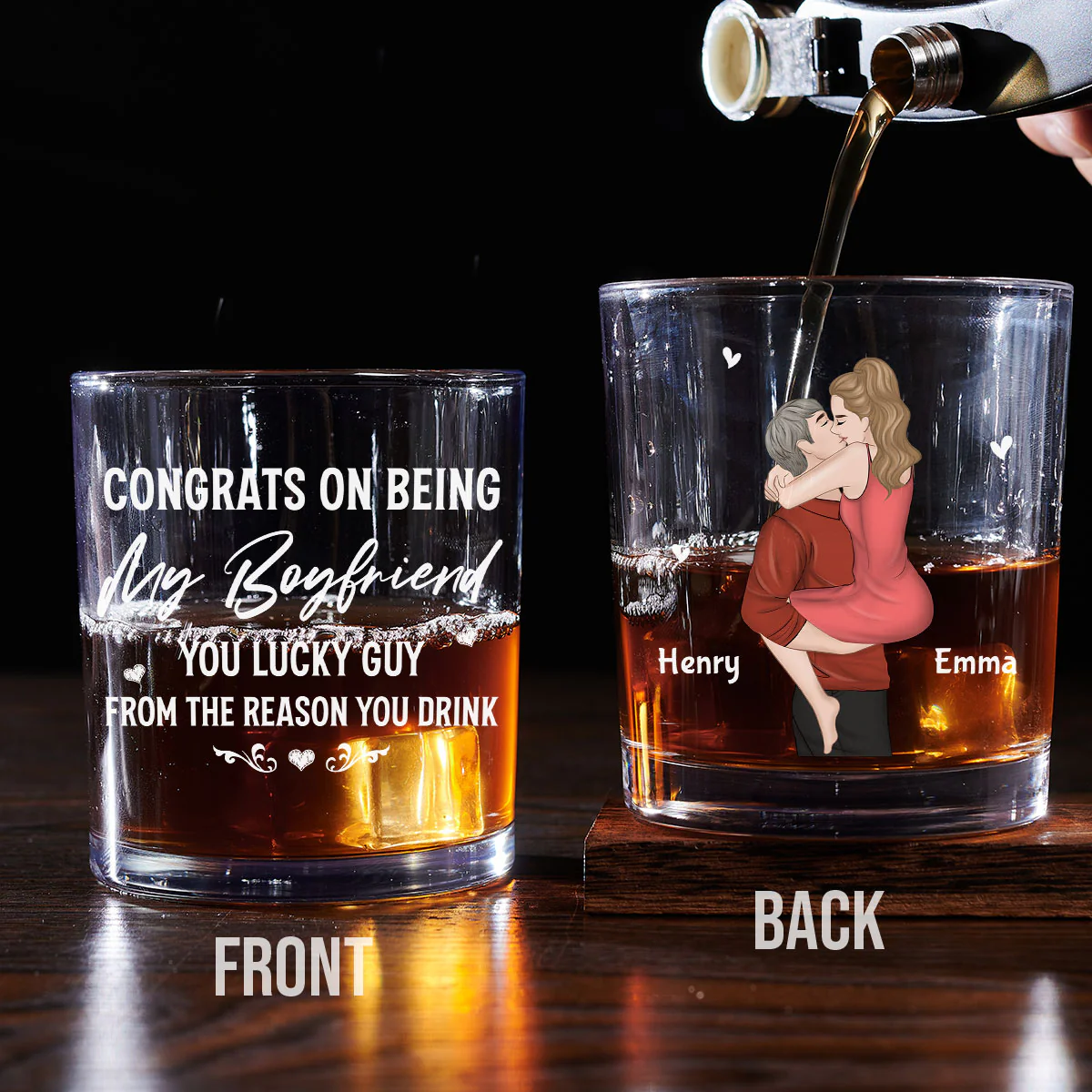 Congrats On Being My Husband - Personalized Custom Whiskey Glass - Image 4