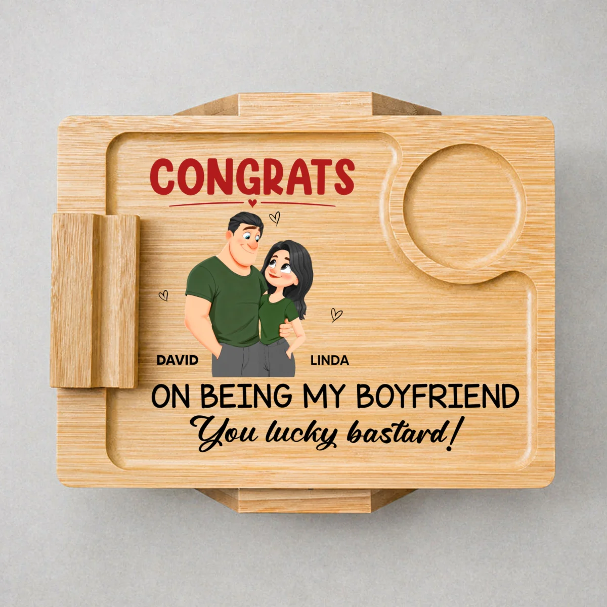 Congrats On Being My Husband - Personalized Custom Wooden Couch Arm Table - Image 8