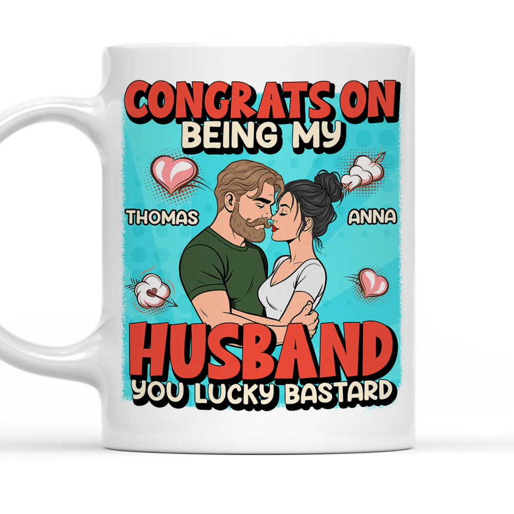 Congrats On Being My Husband Retro Style - Personalized Custom Coffee Mug