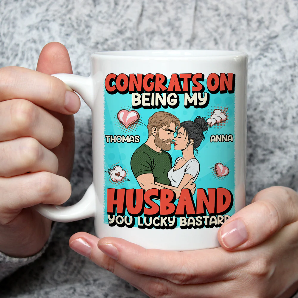 Congrats On Being My Husband Retro Style - Personalized Custom Coffee Mug - Image 4