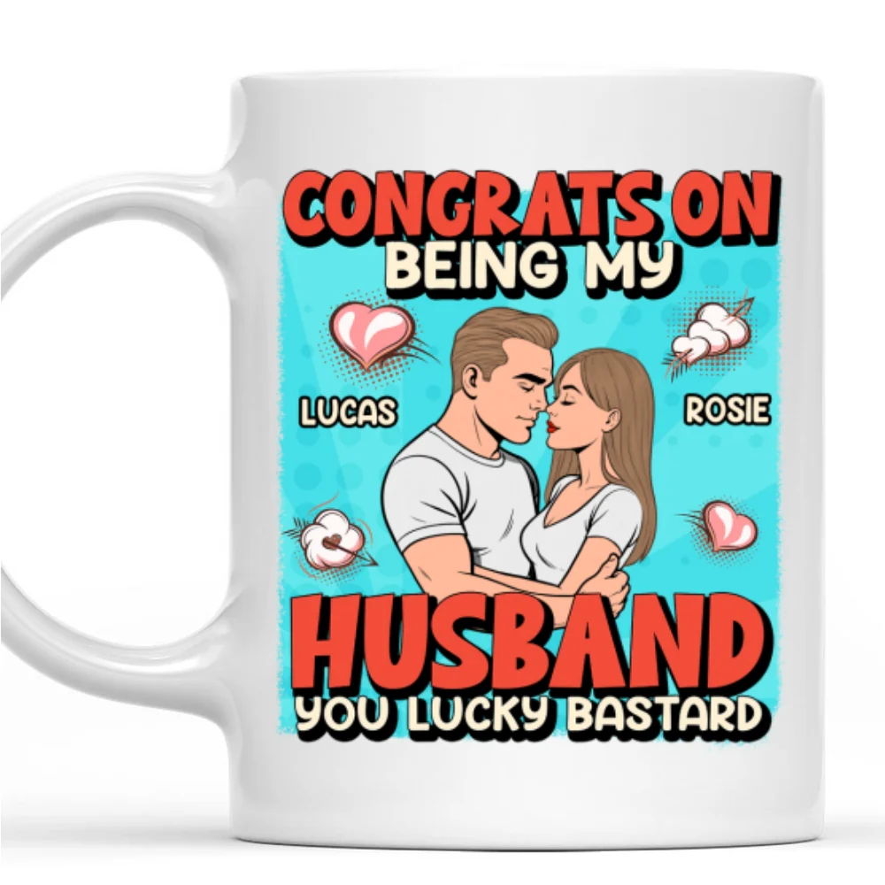 Congrats On Being My Husband Retro Style - Personalized Custom Coffee Mug - Image 7