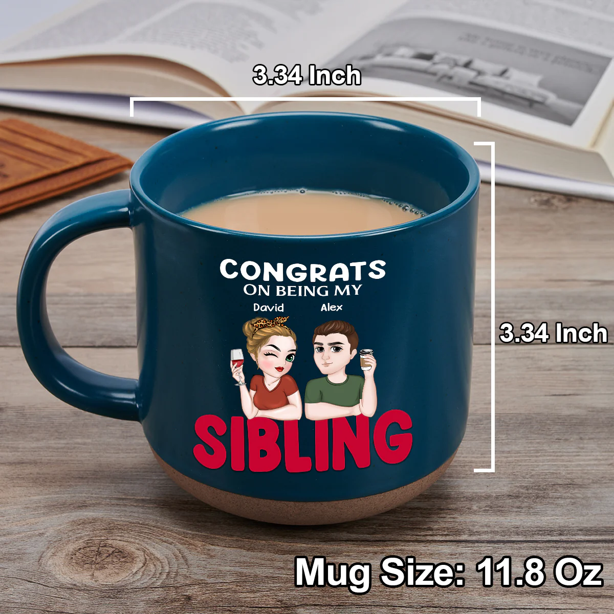 Congrats On Being My Siblings - Personalized Custom Pottery Mug - Image 3