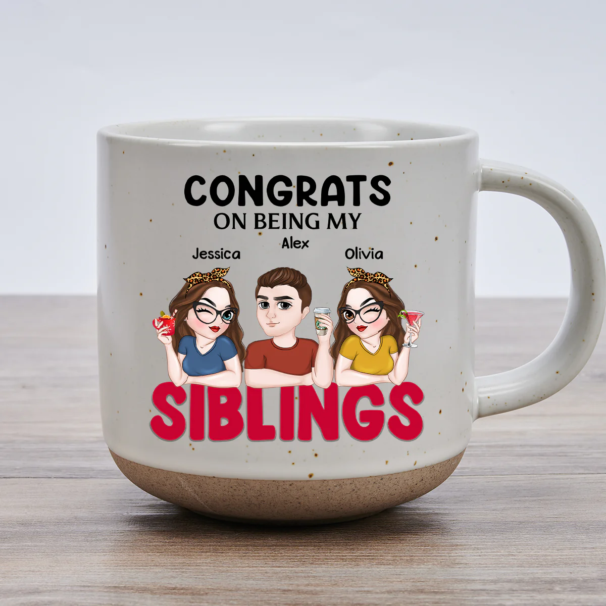 Congrats On Being My Siblings - Personalized Custom Pottery Mug - Image 4